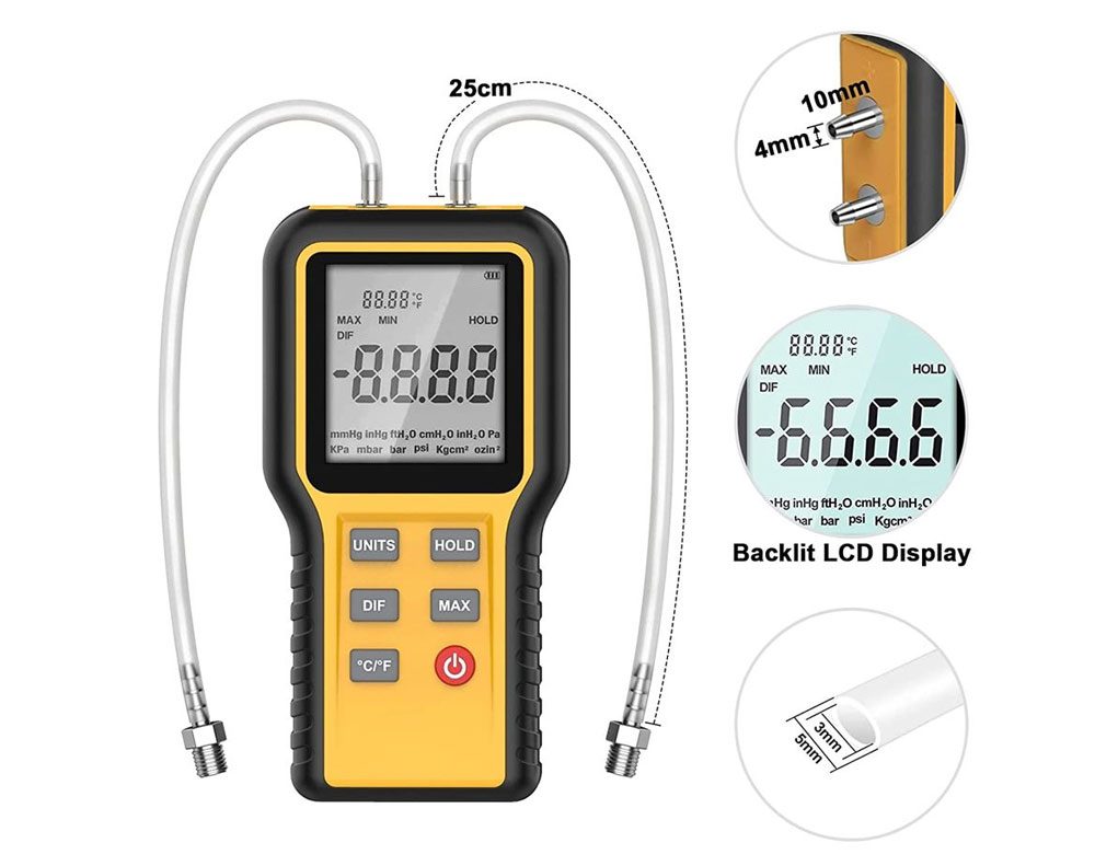 Digital Manometer Air Pressure Gauge