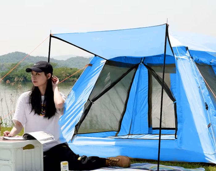Camping Tent Blue 3-4 Persons - Image 2