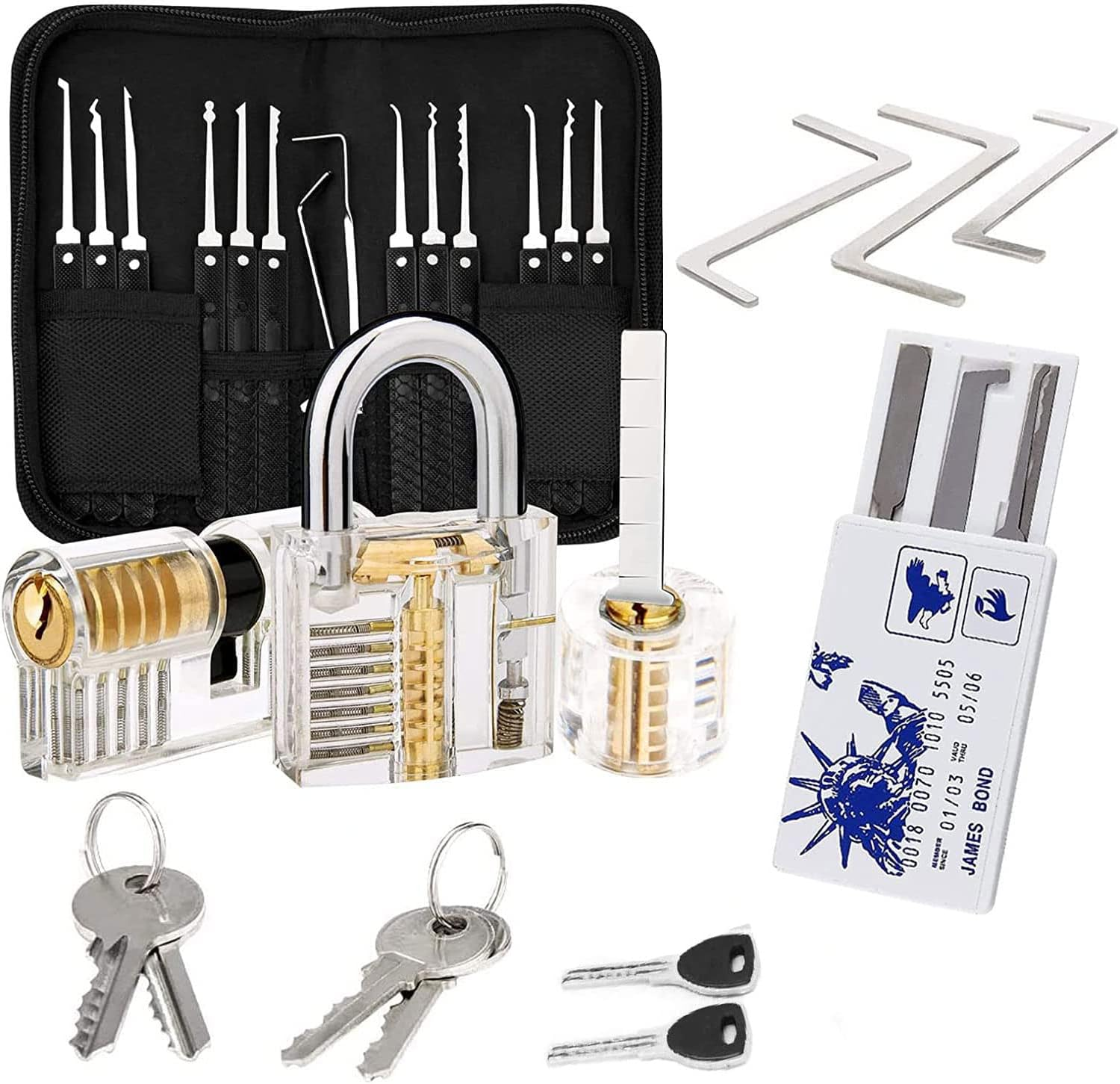 33Pcs Lockpicking Practice Lock Clear Lockpicking Set