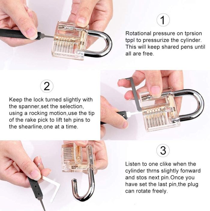 33Pcs Lockpicking Practice Lock Clear Lockpicking Set - Image 4