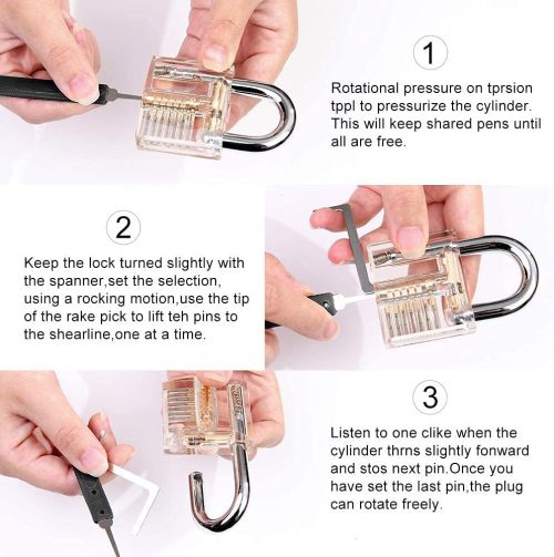 33Pcs Lockpicking Practice Lock Clear Lockpicking Set