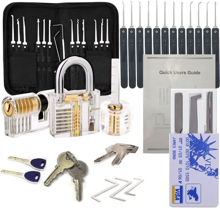33Pcs Lockpicking Practice Lock Clear Lockpicking Set