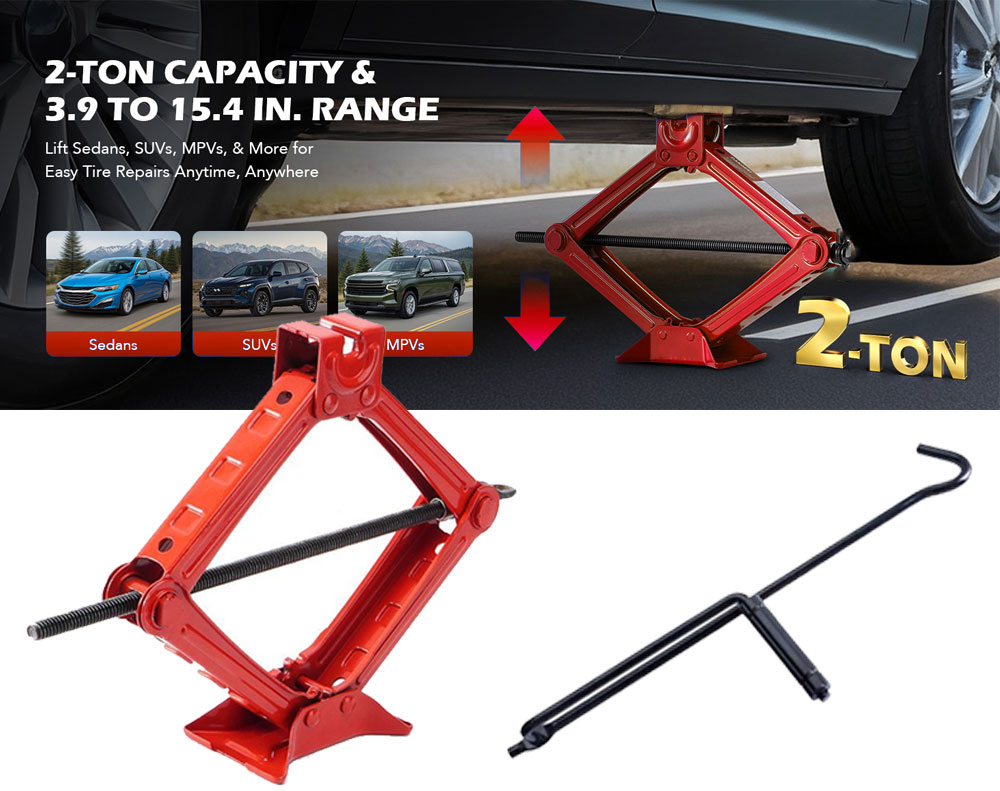 2 Ton Scissors Jack - Red
