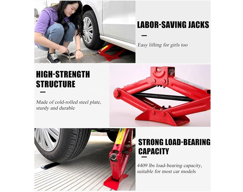 2 Ton Scissors Jack - Red