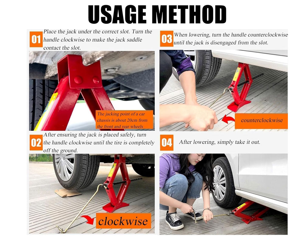 2 Ton Scissors Jack - Red