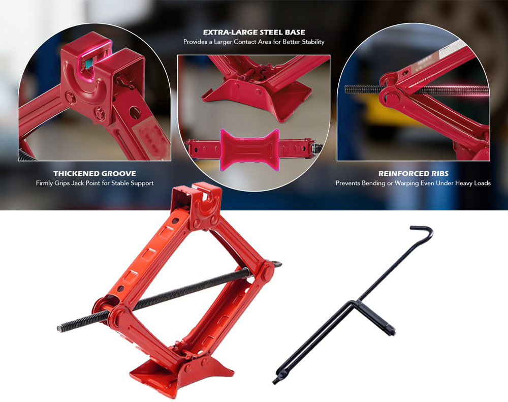 2 Ton Scissors Jack - Red