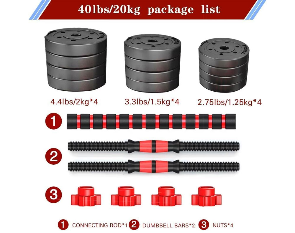 Adjustable Dumbbell Barbell 20KG